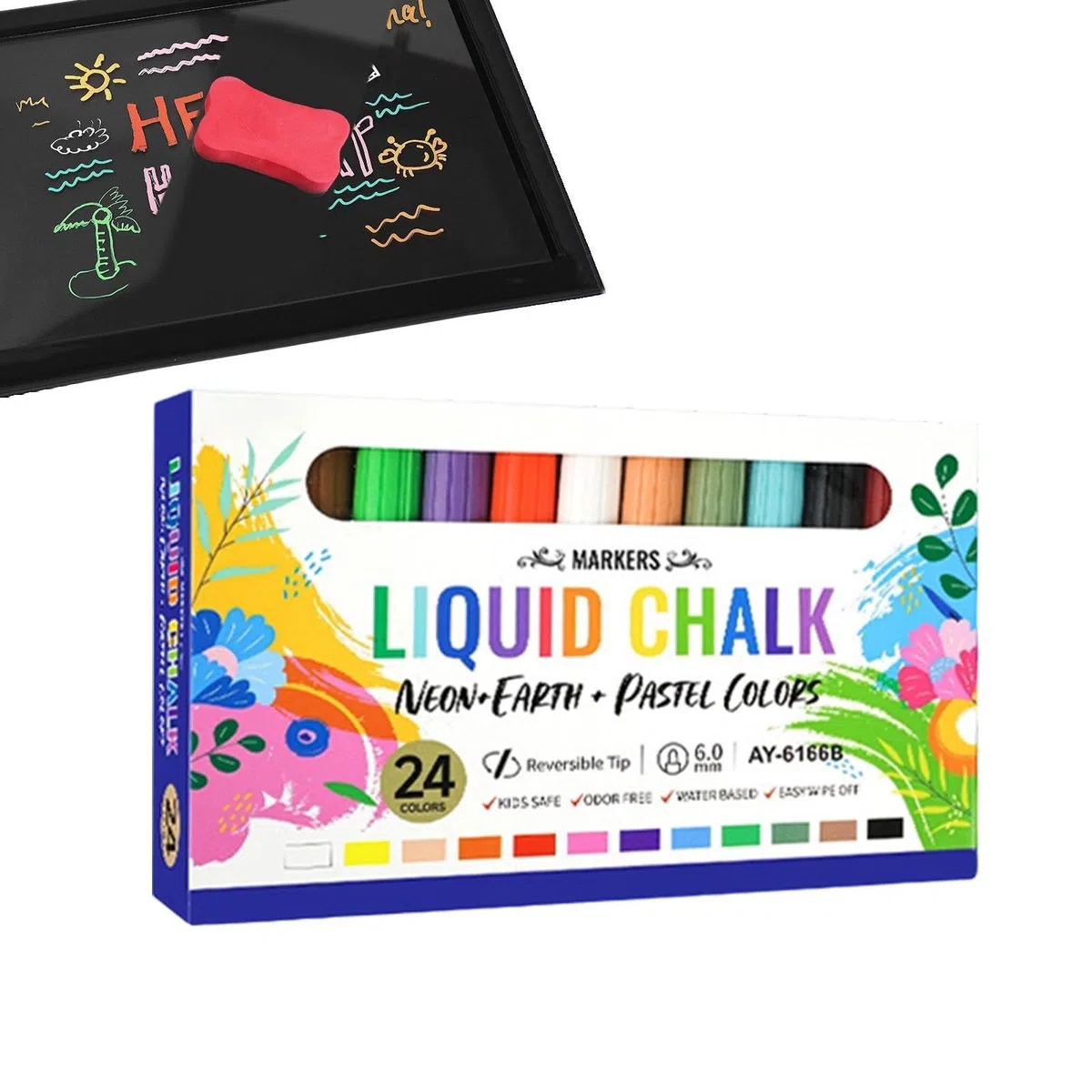 Abwischbare Flüssigkreidemarker 6 mm Wendespitzen abwischbare Schreibmarker | Flüssigkreide für das Klassenzimmer für Schule, Büro, Zuhause, Klassenzimmer, Meetings, Konferenzräume, Tafel, Whitebo