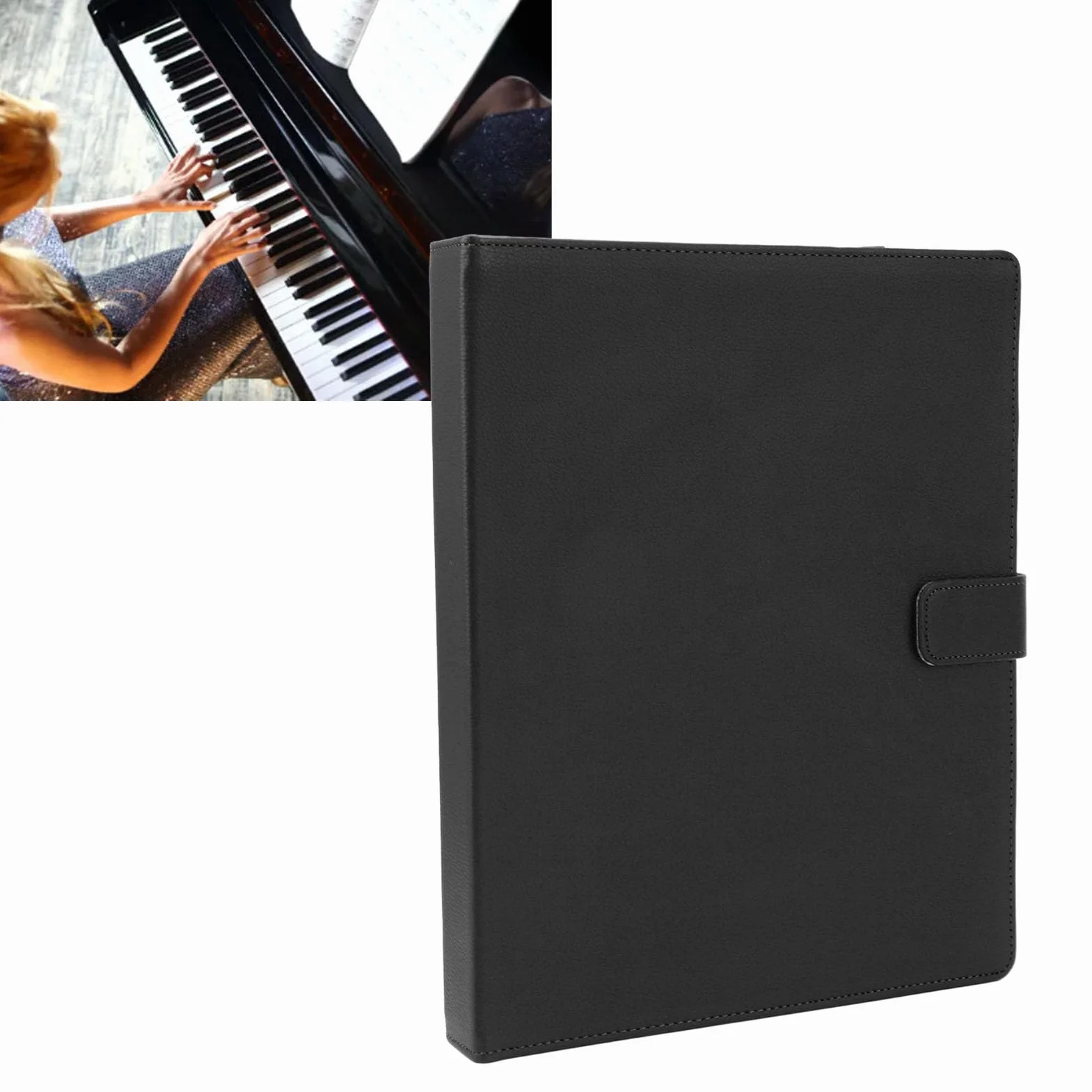 A4-Notenmappe, Langlebig, Universell für Band, Orchester und Chor, mit Seitenzahlen, Einfach zu Verwenden für Studenten und Musikbegeisterte, PU-Leder, 1 Packung (BLACK)