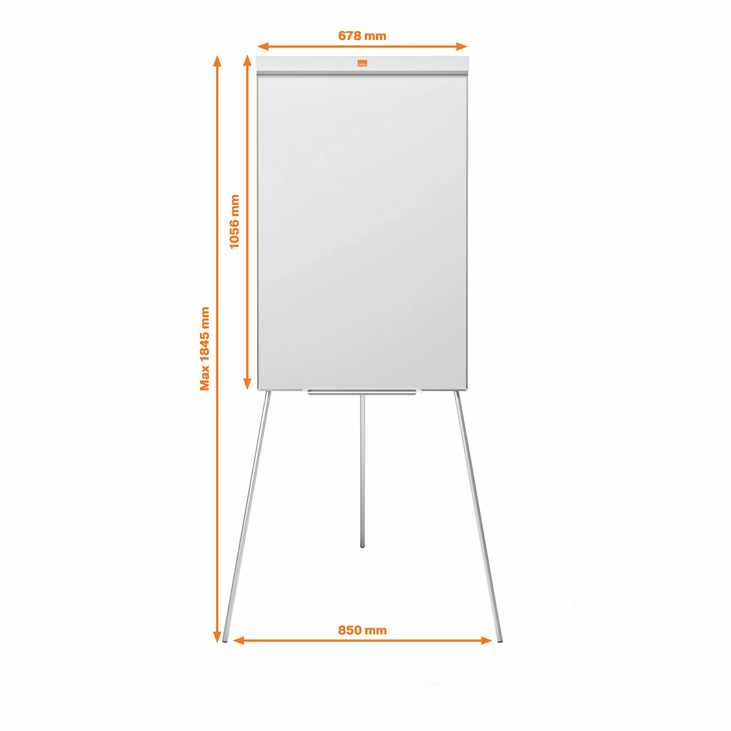 Nobo Impression Pro Magnetische Flipchart/Whiteboard, Dreibeinstativ und höhenverstellbare, trocken abwischbare Tafel, mit Stifthalter und Aufhängung für Flipcharts, weiß, 1901916