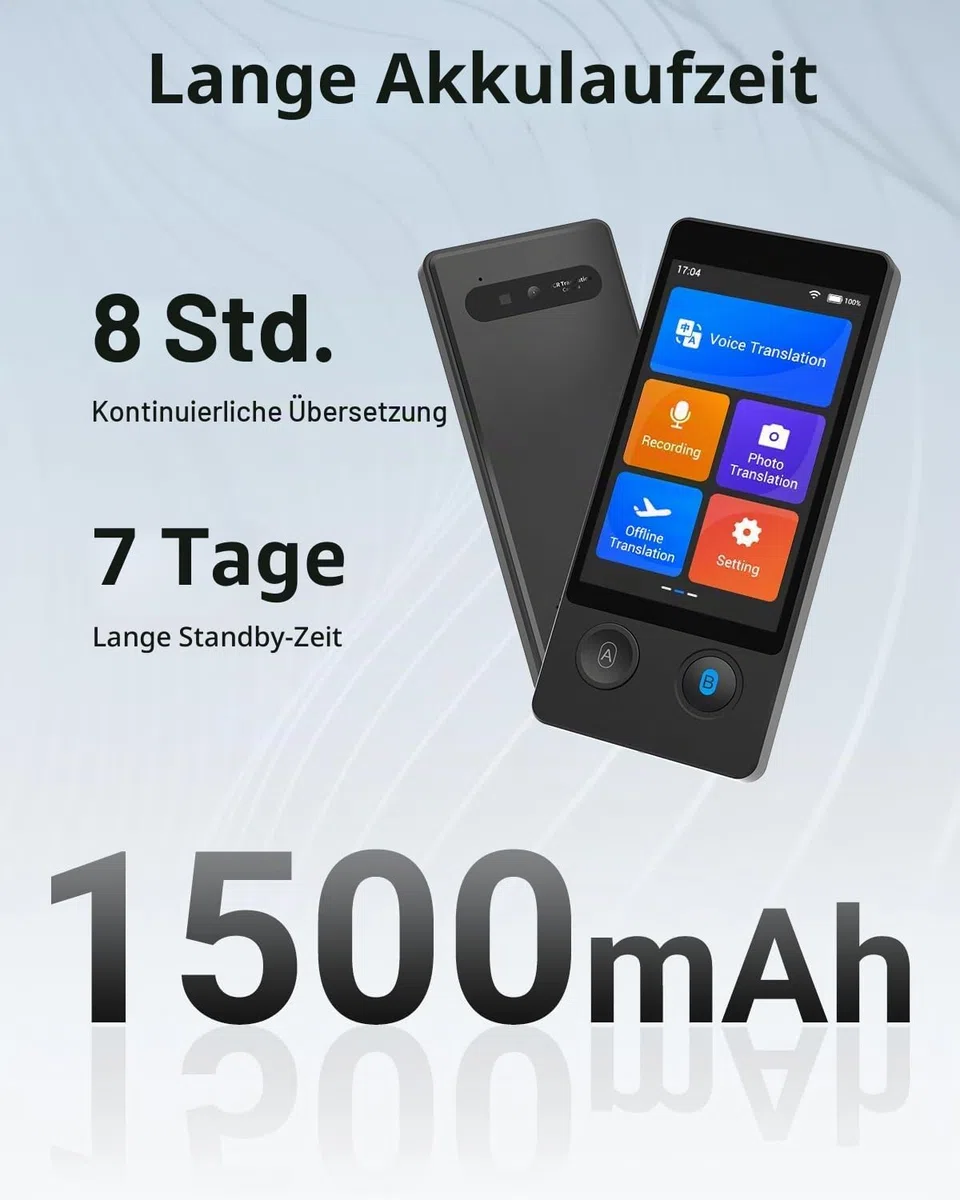Xupurtlk Sprachübersetzer Gerät, Übersetzer Gerät Testsieger, Sprachübersetzer Ohne Internet, W12 Translator Echtzeit 144 Sprachen mit WiFi/Offline/Foto Unterstützung für Reisen,Lernen und Business
