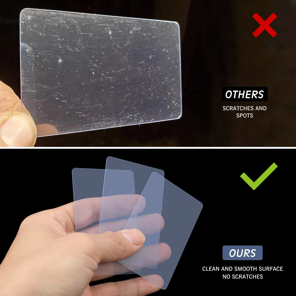 Yexiya Transparente Kunststoff-PVC-Karten für Ausweis-Drucker, Grafikqualität, CR80, 30 mm, blanko, Visitenkarten, für Kreditkarten, passend für die meisten Foto-Ausweis-Drucker, 500 Stück