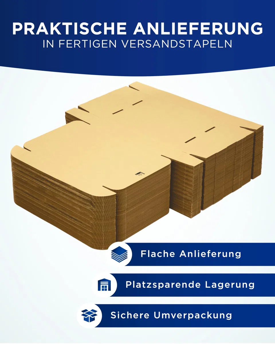 KK Verpackungen Faltschachteln 500 x 400 x 90 mm Braun 1-wellig (Außenmaß 526 x 410 x 96 mm) | 80 Stück, Versandkartons Kartons geeignet für Versand als DHL Paket DPD Hermes GLS Paketklasse S (KK218)