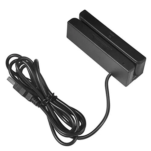 Zerone MSR90 Magnetkartenleser, Tragbarer USB Kartenleser dreispuriger Magnetstreifenleser für Kreditkarten Hotel Zutrittssystem mit Plug and Play Funktion