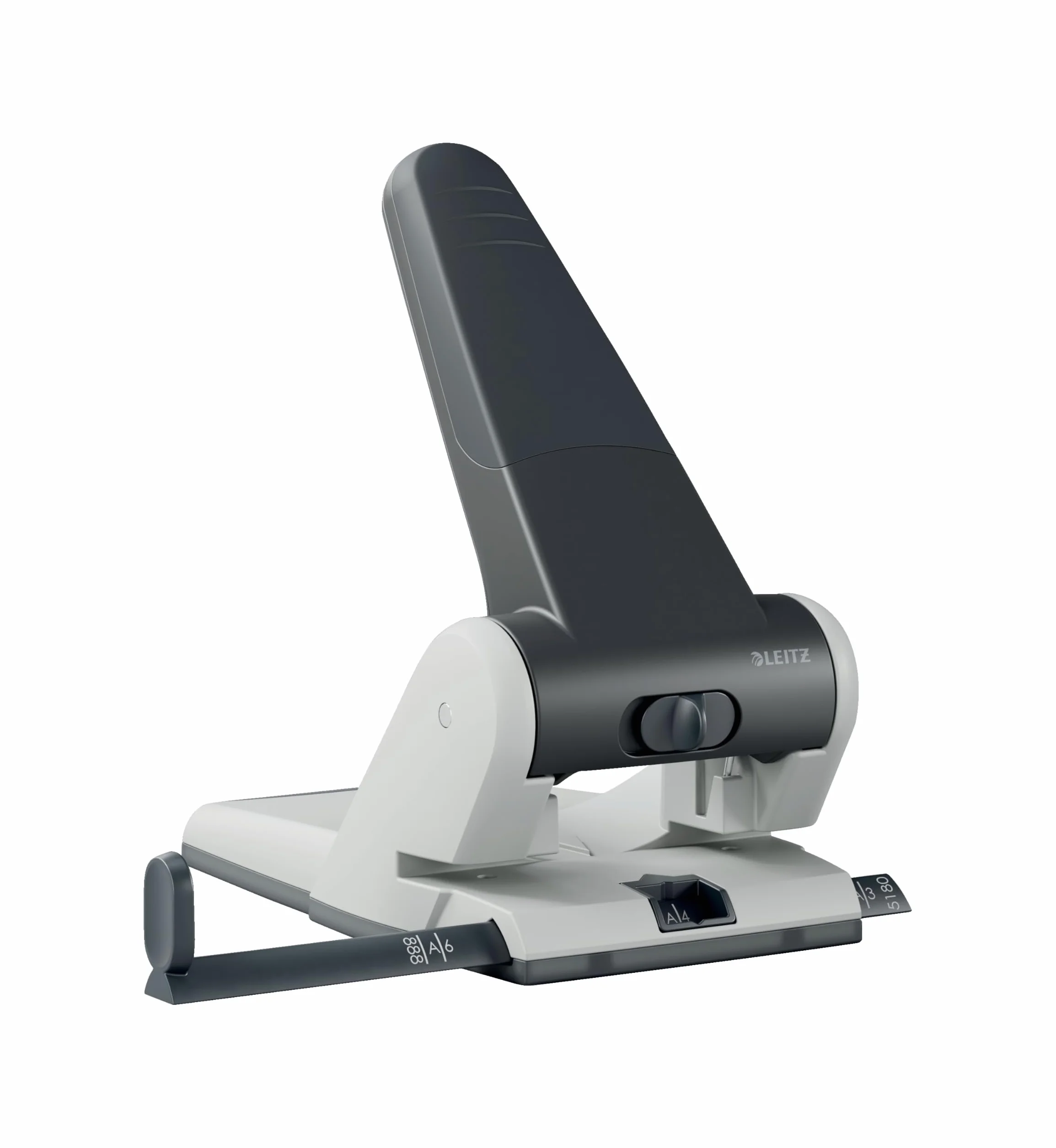 Leitz Extrastarker Registratur-Locher, Für 65 Blatt, Großer leistungsstarker Locher für müheloses Lochen im Büro, Aus Aluminiumdruckguss, recycelte Kunststoffteile, 100% recycelbar, Schwarz, 51800095