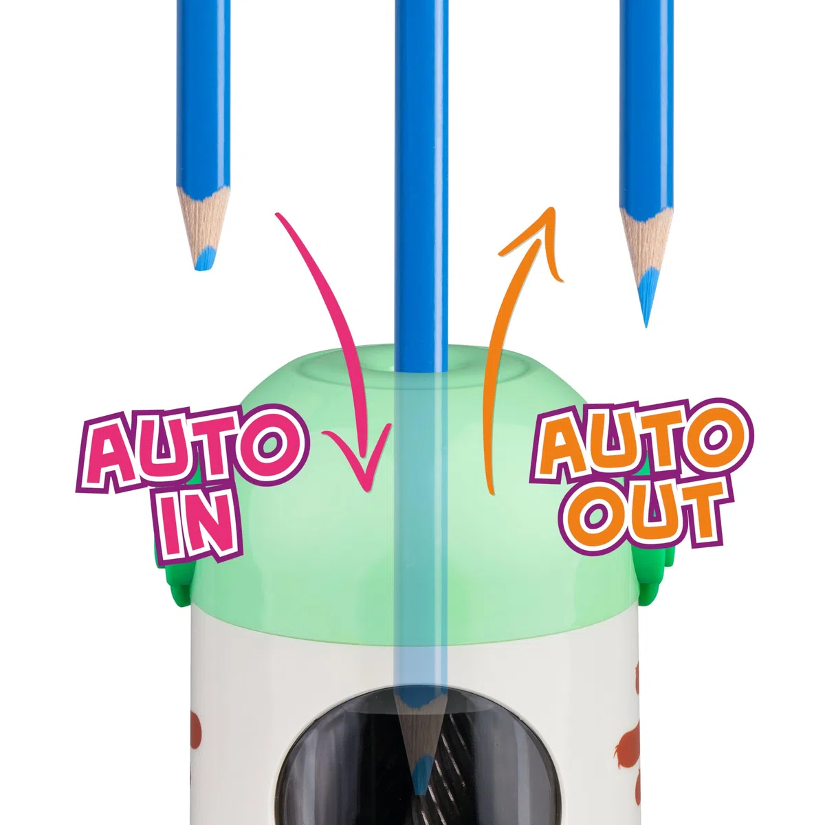 JOLLY 's ALEX Der elektrische Spitzer für alle Stifte, automatischer Stifteinzug und Auswurf. Universal Highspeed-Spitzer, wiederaufladbarer Akku, ideal für Schule, Kita, Büro oder zu Hause