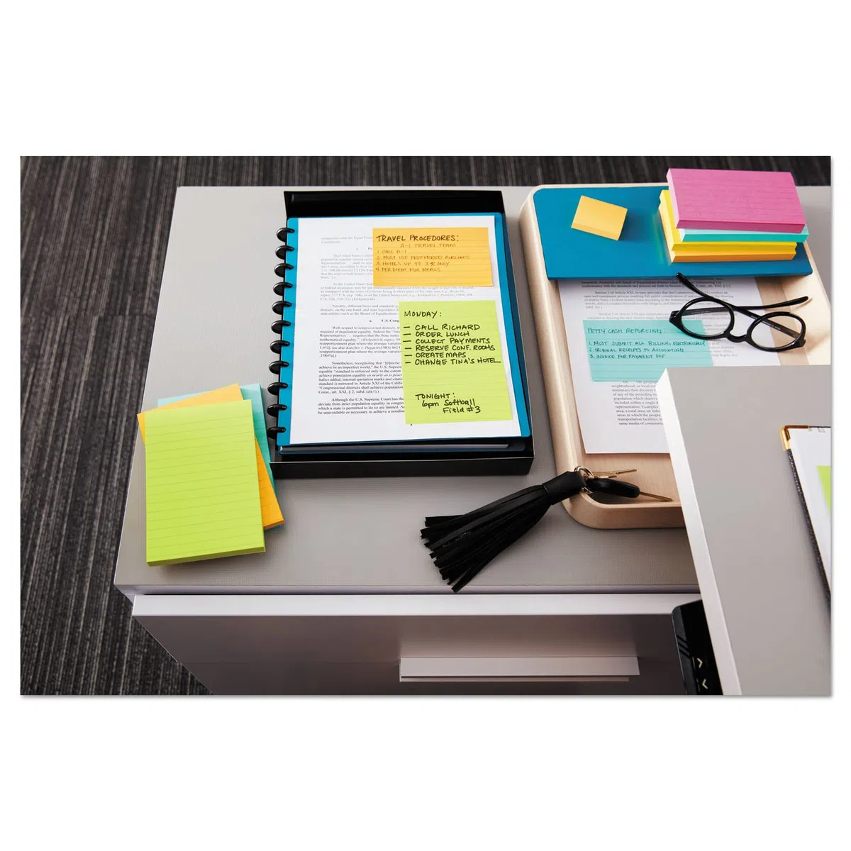 Post-it - Post-it Notes,Lined, 4"x6",3/PK,100 Sh/Pad, Assorted, Sold as 1 Package, MMM6603AU