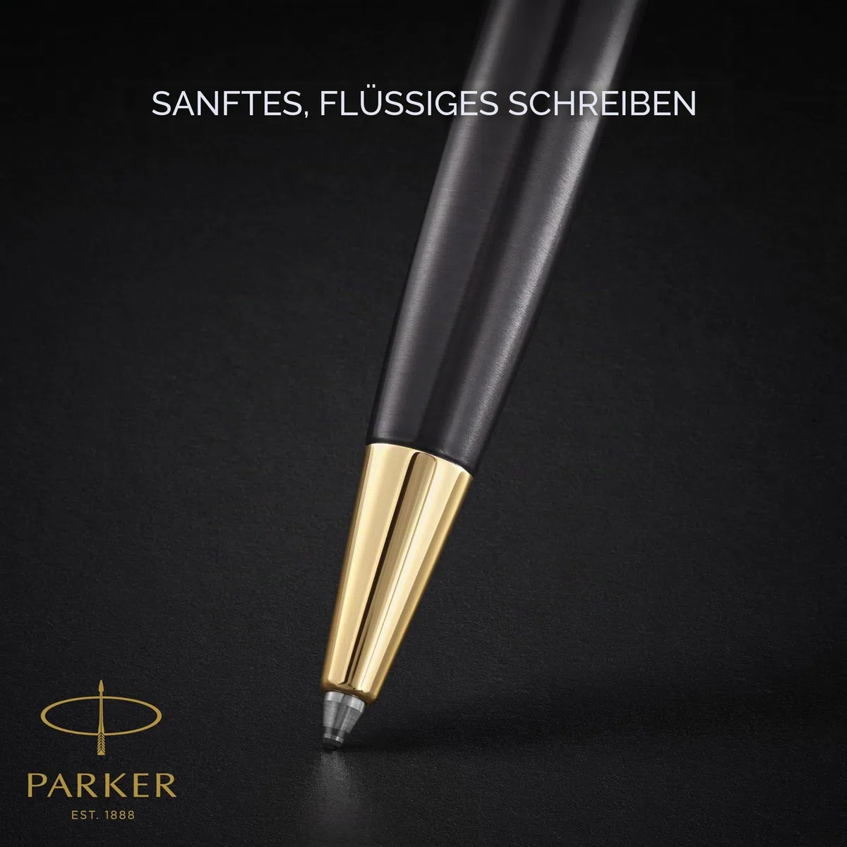 Parker Sonnet Kugelschreiber | grau lackiert mit goldenen Zierteilen | mittlere Spitze | Nachfüllpackung schwarze Tinte | Geschenkbox | perfekte Geschenke zum Schulabschluss