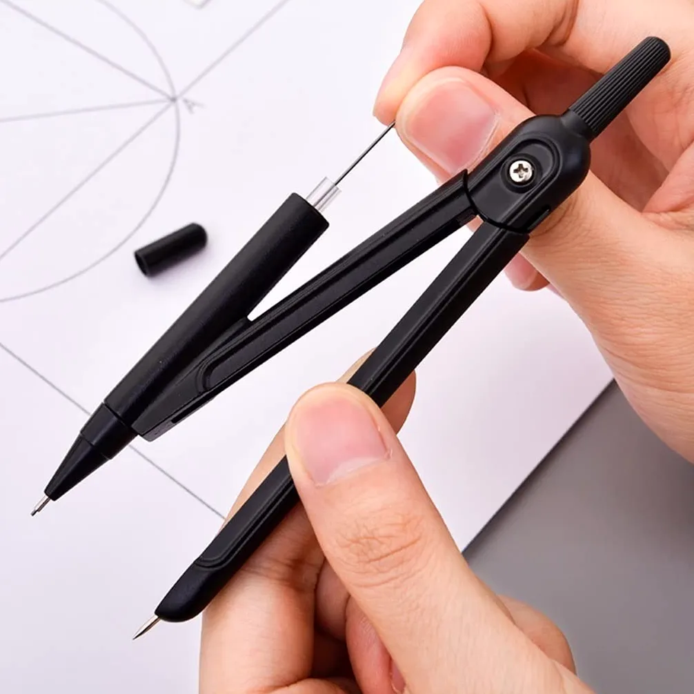 BAtlam Drafting Kit Schwarz Geometrie Math Set Kompass und Bleistift Schüler Zeichenwerkzeuge Schreibwaren Kompass Kompass Zeichnung Winkelmesser Winkelmesser for Schule (Color : 1pcs) (1pcs)