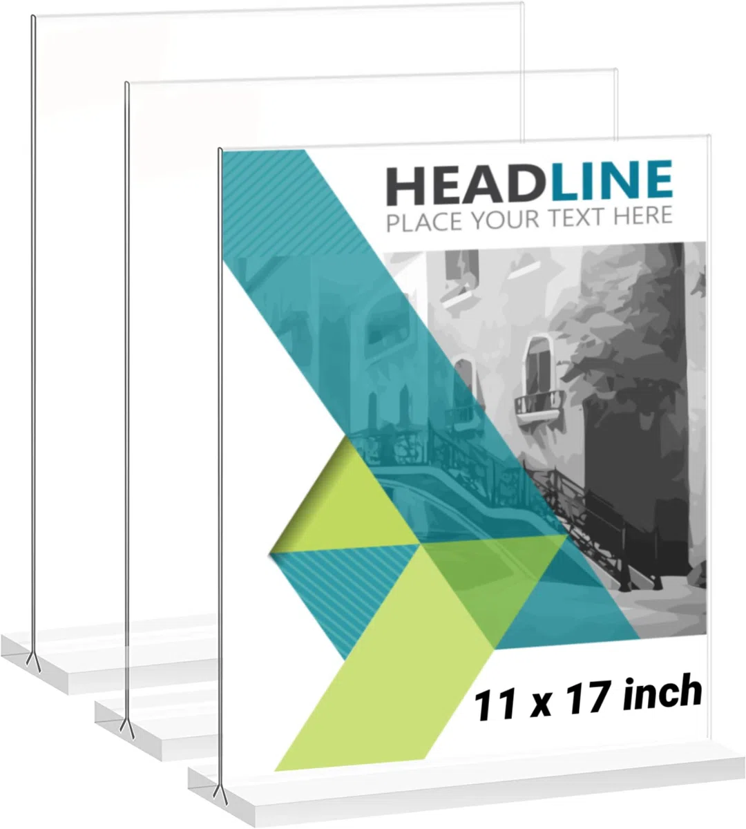 3 Stück 27,9 x 43,2 cm Acryl Schild Halter Klar T-förmiger Schild Halter Tisch Menü Display Ständer Doppelseitiger Bild Flyer Schild Halter für Büro Geschäft Restaurant Hotels (3 Pack 27,9 x 43,2 cm)