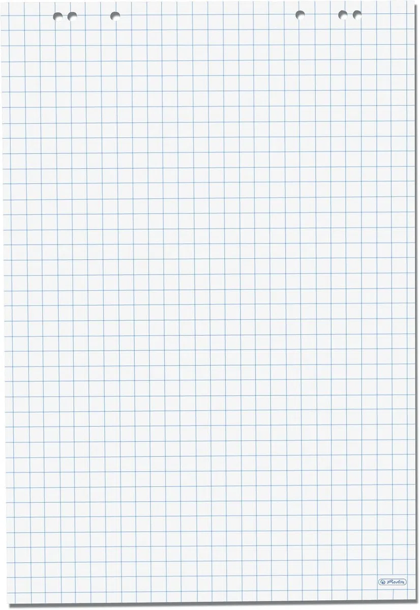 Herlitz Flipchartblock 65 x 98cm 20 Blatt, kariert, 80g/m² FSC Mix, 5 Stück (kariert - 5 Blöcke)