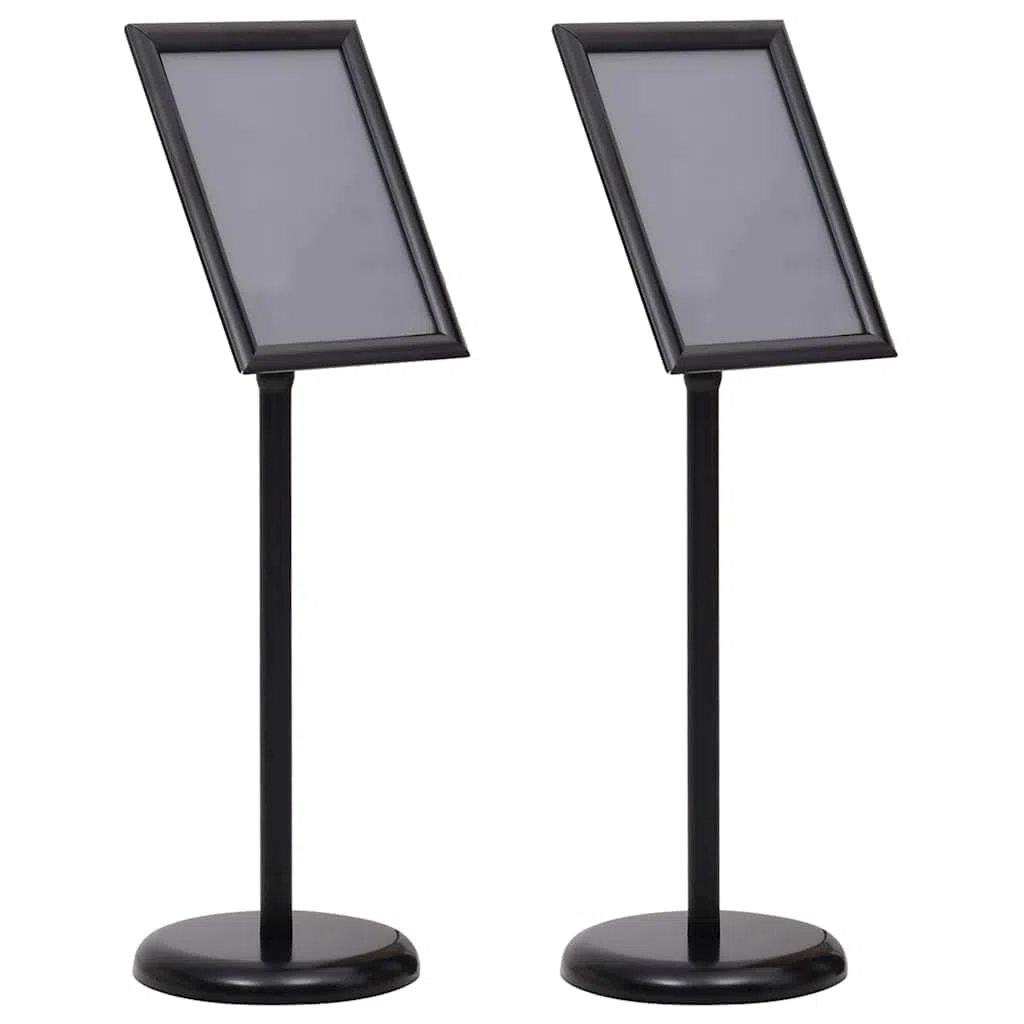 2er Set Plakatständer Schwarz, Höhenverstellbarer Infoständer aus Aluminium für Innen- und Außenbereich, Flexibler Kundenstopper für Messen und Verkaufsräume, 32,7 x 24 cm