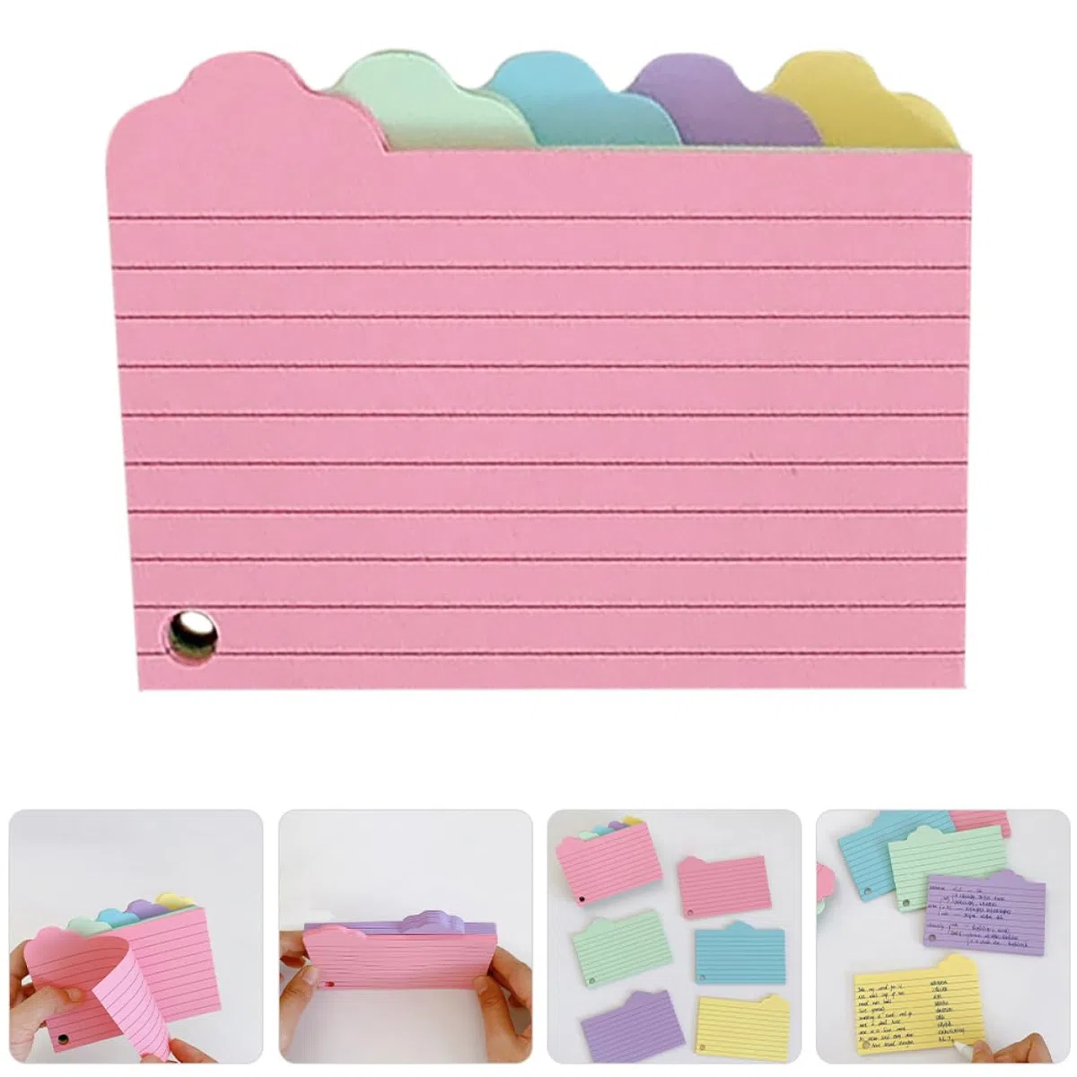 DOITOOL 5 Sätze Vokabelheft Aus Notizpapier Farbe Flashcard Leere Karten Materialien Mit Index Klebrig Studenten Farbig Lernen Revision Karteikarte Bunt Rosa Wolke Memo 125 Blätter * 5