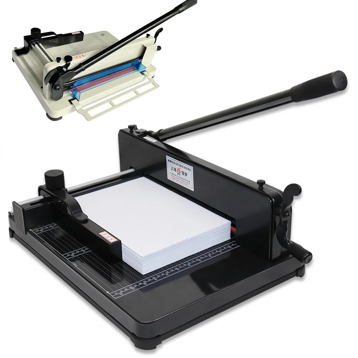 Guillotine Papierschneider, robuster manueller Trimmer mit automatischer Klemme & Klingenverriegelung für A4/A3-Papier, Leder, PVC, Vliesstoffe