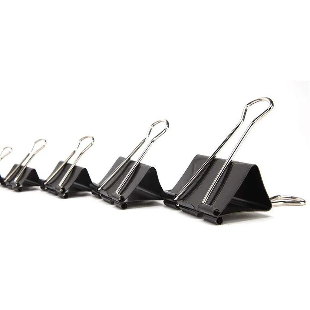 ETomey Binder-Clips, Bulldog-Clips, Foldback-Clips, Büroklammern, Bulldog-Clips, Metallscharnier-Clip, schwarzer Binder for Fotos, Heimbürobedarf (Größe: 50 mm x 24 Stück) (Size : 50mm*24 pcs)