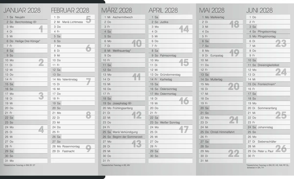 BRUNNEN Taschenkalender Mod. 746 2027 | A6, Leder, schwarz