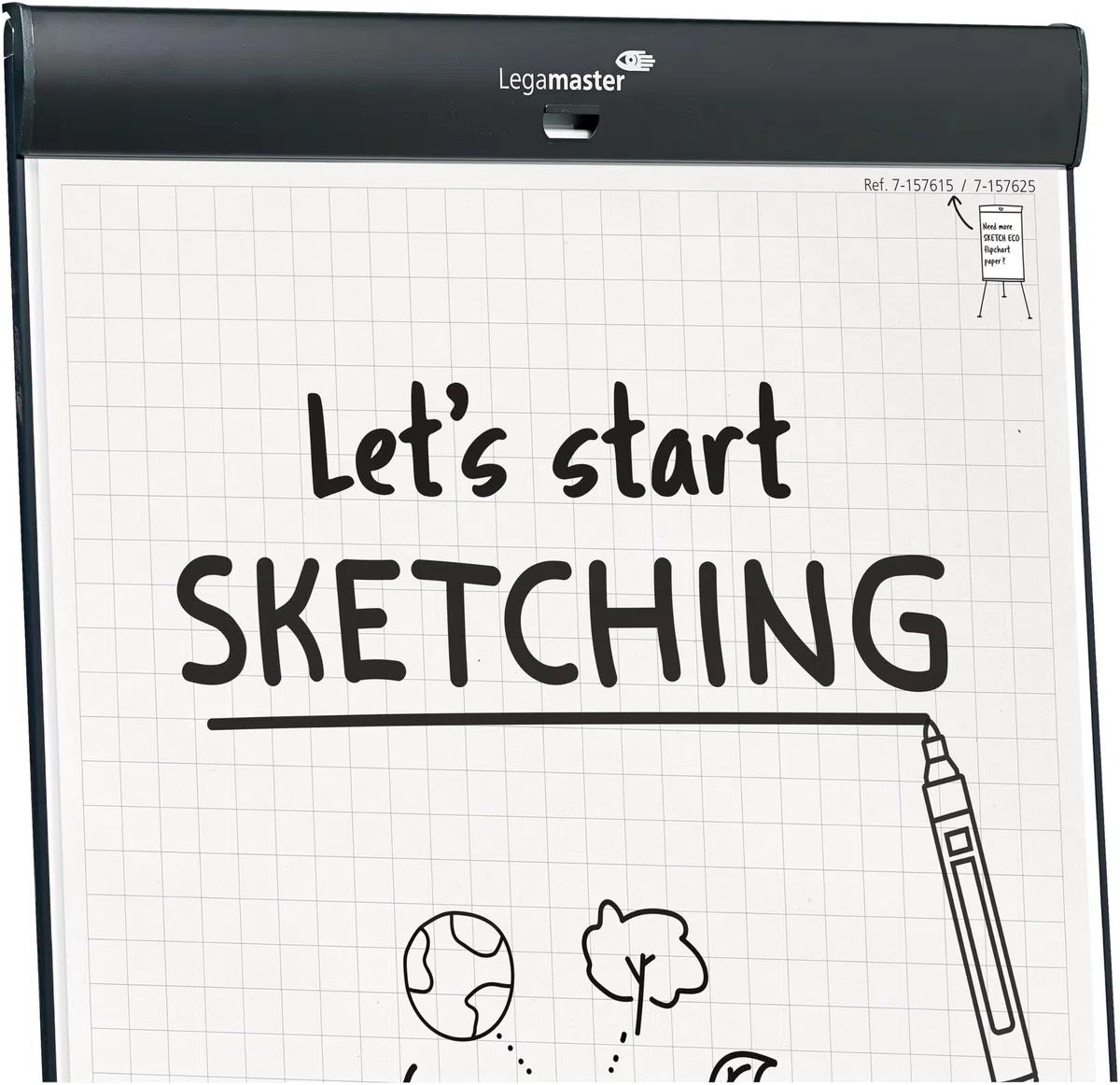 Legamaster SKETCH PRO mobiler Flipchart, magnetisch, höhenverstellbar, mit Sternfuß und Seitenarmen