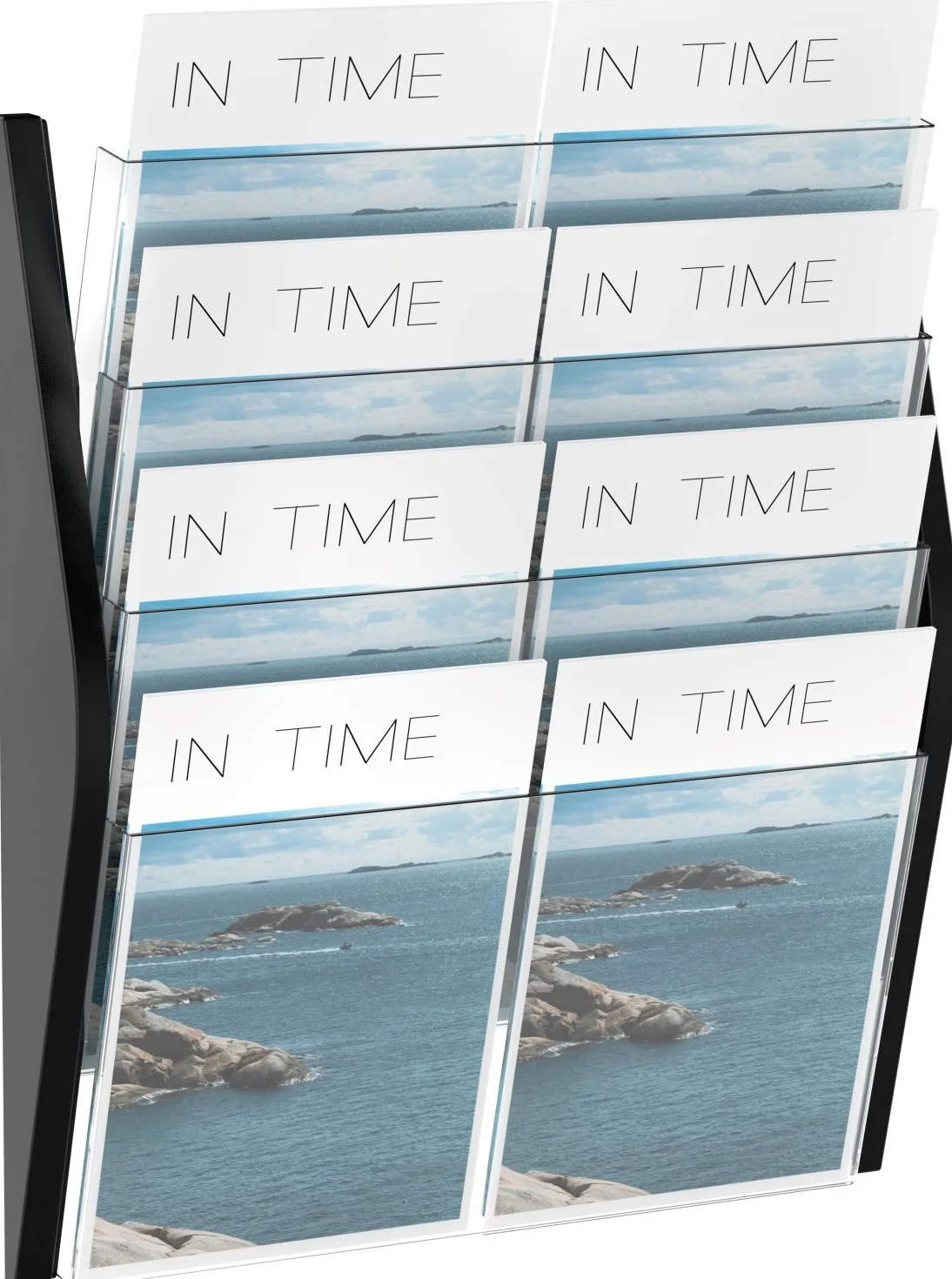 helit H6270495 - Wandbogendisplay „the arc“ 4 x DIN A3 quer, schwarz | 4 Taschen zur Präsentation von Informationen und Dokumenten