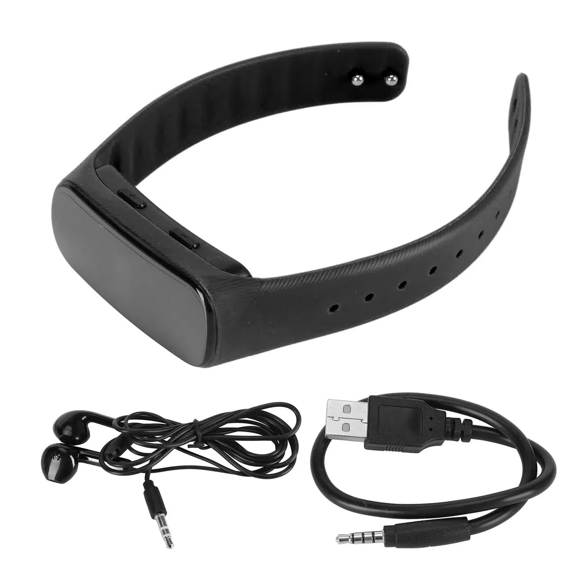 Diktiergerät-Uhr, HD-Rauschunterdrückung, sprachaktivierter MP3-Player, digitales Rekorder-Armband mit Display für Studenten, Profis, Schwarz (Schwarz)
