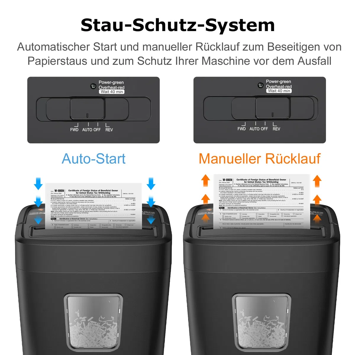 Bonsaii Aktenvernichter 8 Blatt, Papierschredder mit Sicherheitsstufe P-4, Kreuzschnitt 5 x 14 mm, Schredder für Zuhause und Büro, 16L Auffangbehälter, Start-Stopp-Funktion, Überhitzungsschutz, C261-C