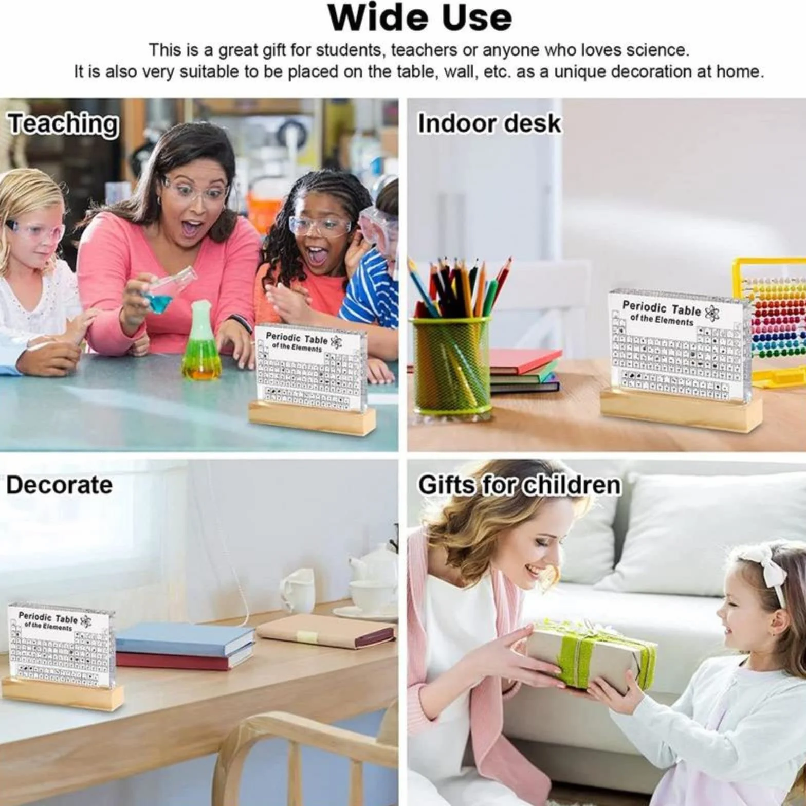 Periodensystem aus Acryl Acryl-Periodensystem-Display mit 83 echten Elementproben & 7 LED-Farben 3-lagiges Acrylmaterial Chemie-Periodensystem Anzeige Geschenk für Schüler, Lehrer, Chemiker
