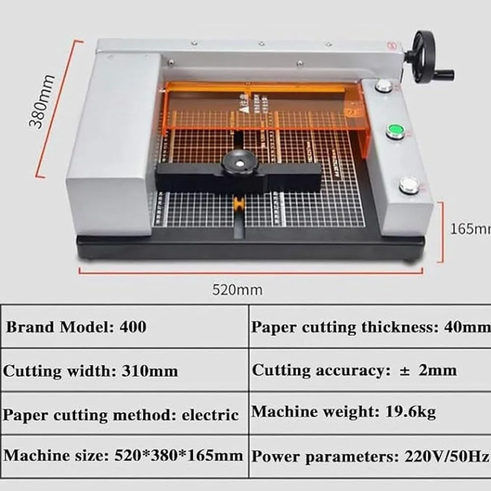 Elektrischer Papierschneider, robuster Schneidemaschine für Karton und Leder, 40 mm Schnittstärke mit Gitterlinien, perfekt für Büro, Zuhause und Schule