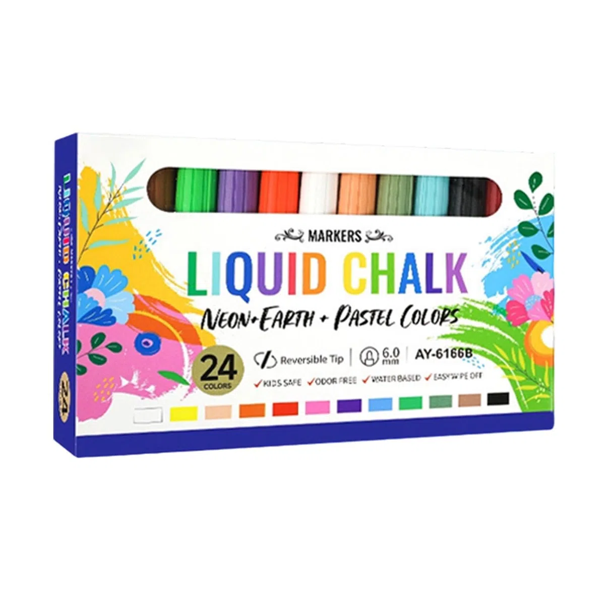 Flüssigkreide-Marker, 6 mm, wendbare Spitzen, löschbare Schreibmarker | Trocken abwischbare Flüssigkreide für Büro, Schule, Klassenzimmer, Zuhause, Meeting, Konferenzen, Kreidetafel, Whiteboard