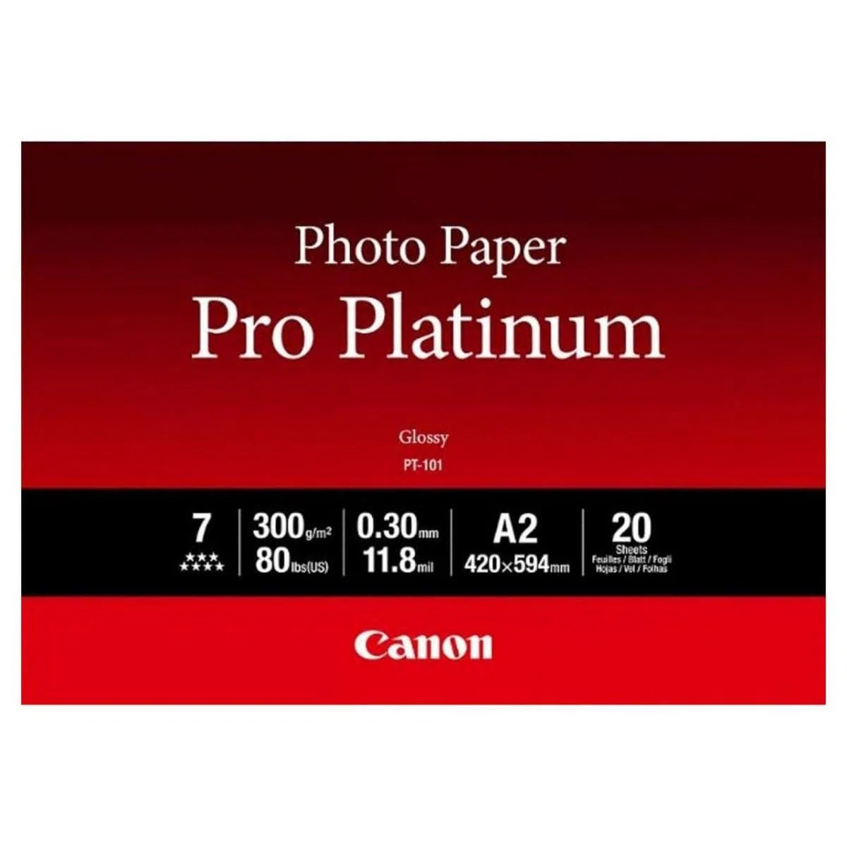 Canon PT-101 Pro Platinum Fotopapier - DIN A2, 20 Blatt (300 g/qm) für Tintenstrahldrucker, 2511817