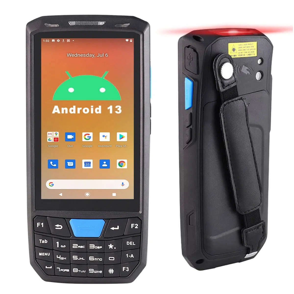 Android Barcode Scanner mit Tastatur, Android 13 PDA, 4GB+64GB Datenerfassungsgerät, QR-Code-Scanner mit N6703 1D/2D, IP66 Industrie-Handscanner mit Software