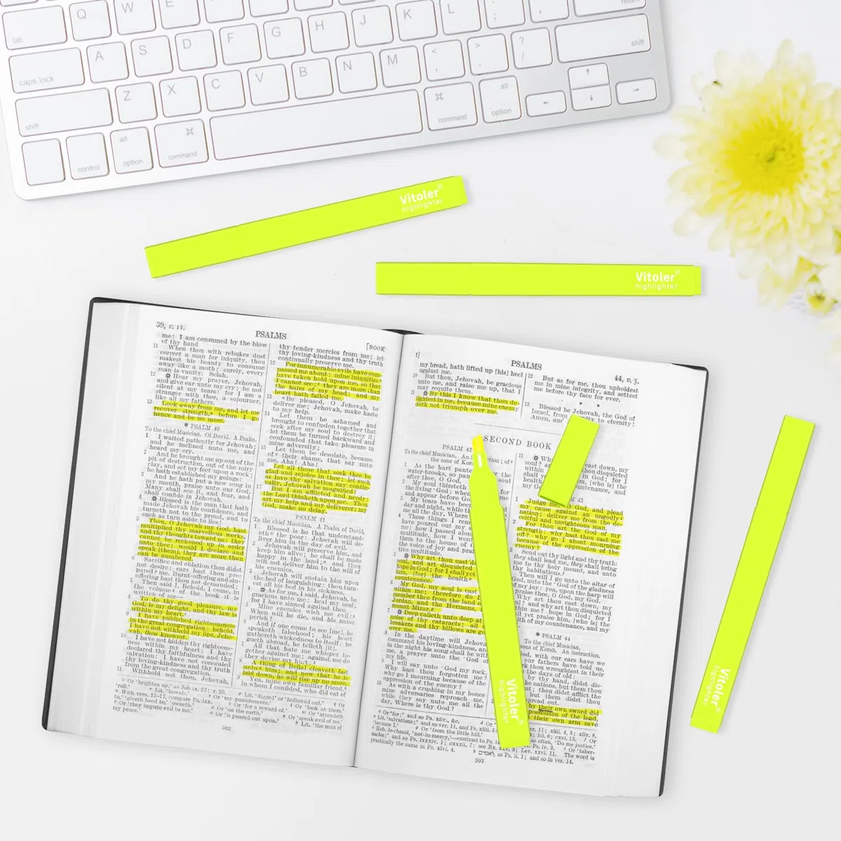 Vitoler Fluoreszierende gelbe Textmarker, 10 Stück, helle Farbe, Keilspitze, Textmarker für Erwachsene, Kinder, Zuhause, Schule, Büro