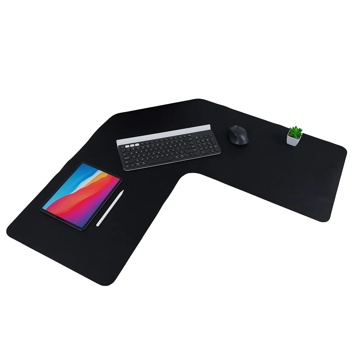 Con-Tact Brand XL Eck-Schreibtischunterlage, wasserdicht, rutschfest, PU-Leder, großer Eck-Computer-Arbeitsplatzschutz, Mauspad, Gaming-Pad, 91,4 x 40,9 cm, L-Form, doppelseitig (schwarz)