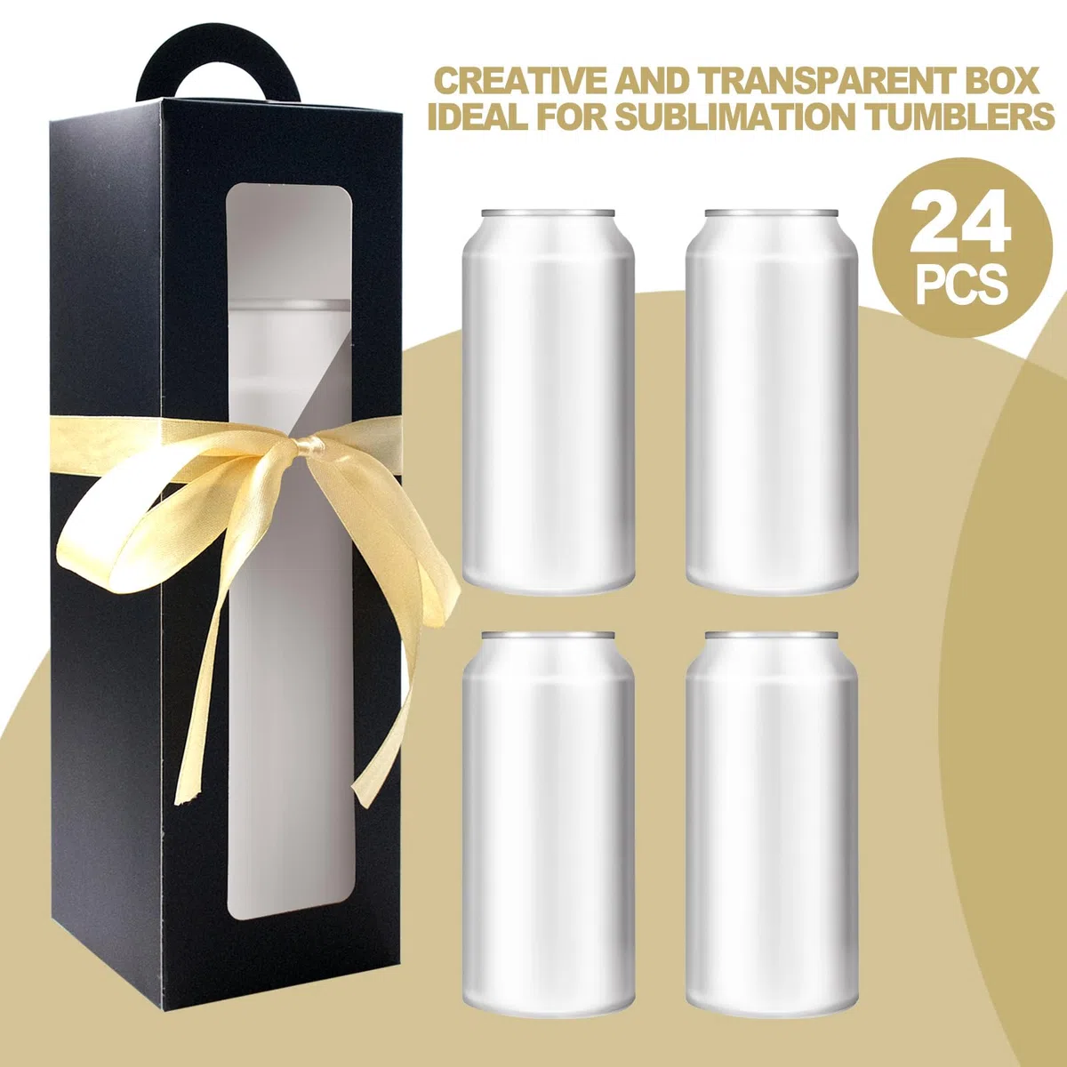 SENONAPO 30 Stück Geschenkbox-Sublimationsgläser mit Griff und Schleife, Geschenk-Box, 27,9 x 8,6 x 8,6 cm, Weinflaschenverpackung, Verpackung für Heißpresse, Rohlinge, Flasche, transparente