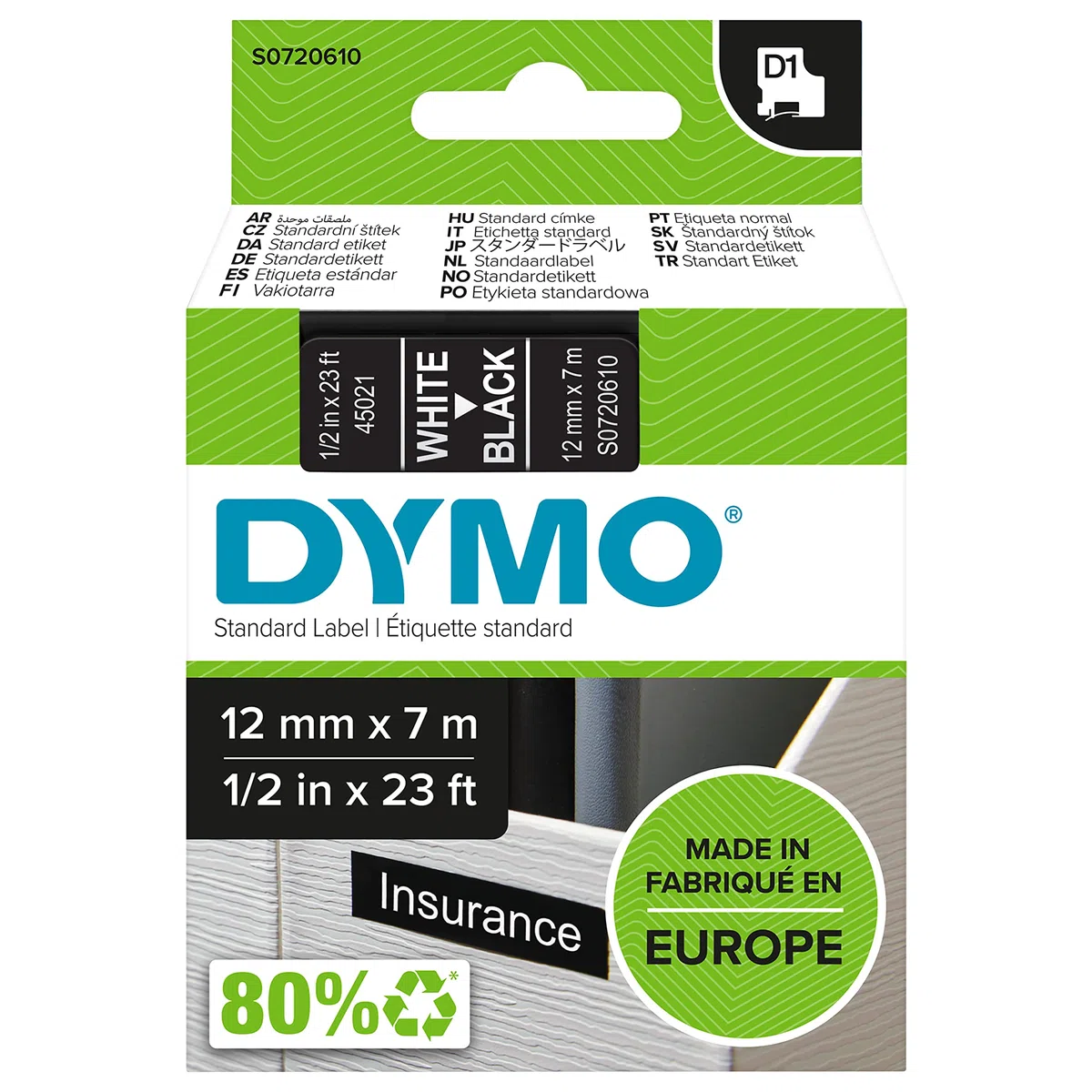 DYMO LabelManager 160 Tragbares Beschriftungsgerät | Etikettiergerät mit QWERTZ Tastatur & Einfache Textbearbeitung | für D1 Etiketten in 6 & Original D1-Etikettenband | weiß auf schwarz | 12 mm x 7 m
