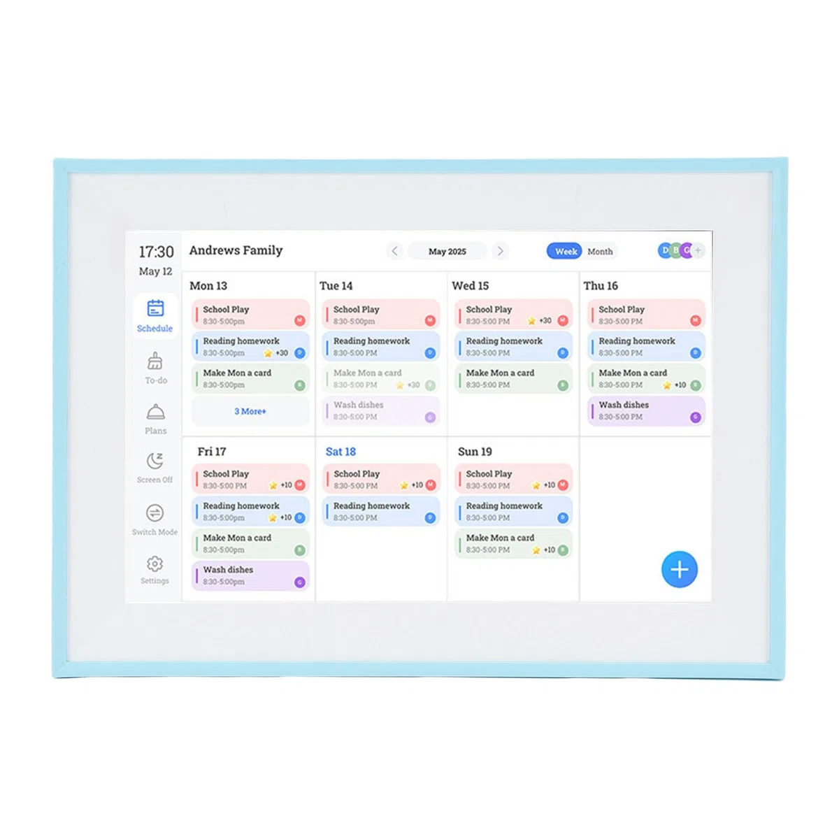 Elprico 10.1 Zoll Digitaler Kalender, Digitale Kalender- und Chore -Diagramm, Intelligentes Touchscreen Interactive Display für Familienpläne, WiFi Smart Family Planner, für Zuhause und