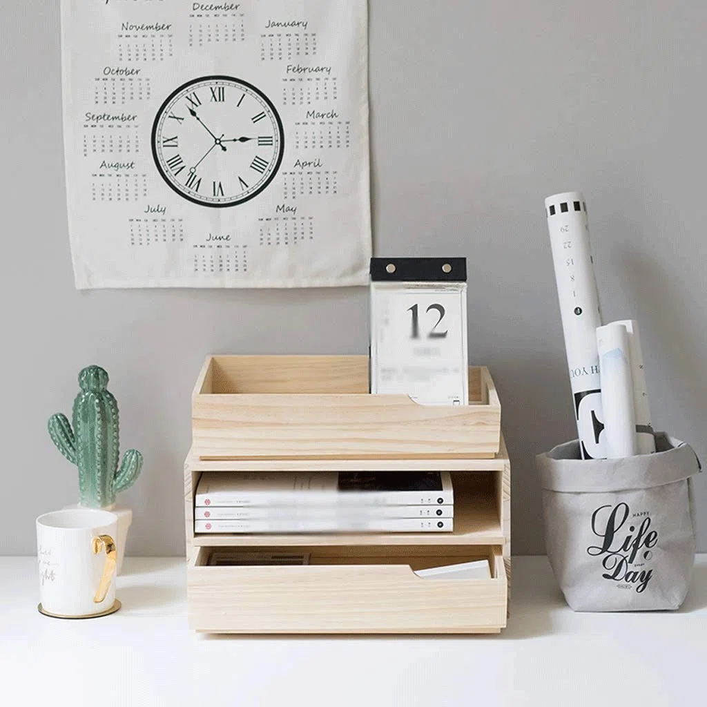 Aufbewahrung Ordner/Schnellhefter/Organisator/Holzschublade Art Desktop Bücherregal Multifunktions-Dateiablage Arbeitsbereich Schreibtisch Veranstalter for Home Office Ablagesystem Organizer