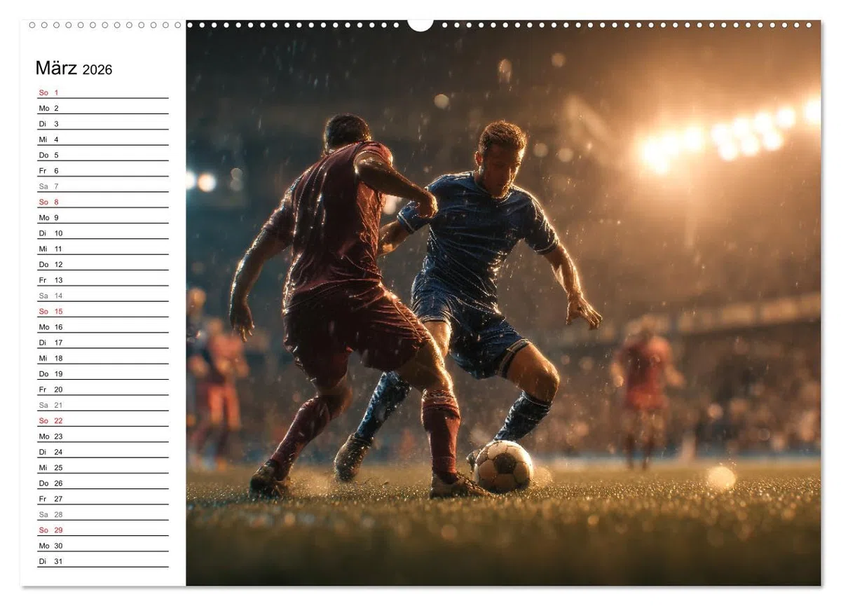 Fußball Kalender - Das Spiel unseres Lebens (hochwertiger Premium Wandkalender 2026 DIN A2 quer), Kunstdruck in Hochglanz: Fesselnde Fußballbilder ... Emotion und Liebe zum Ball. (CALVENDO Sport)