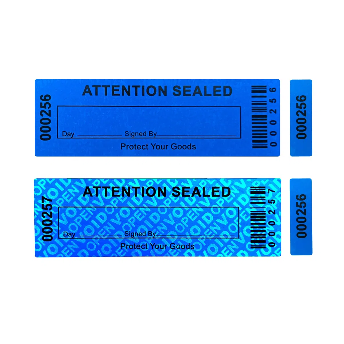 Sicherheitsgarantie-Leerlauf-Aufkleber, nicht übertragbar, manipulationssicher, 3 Seriennummern, Siegelaufkleber, groß, 35 x 120 mm (50 Stück, blau)