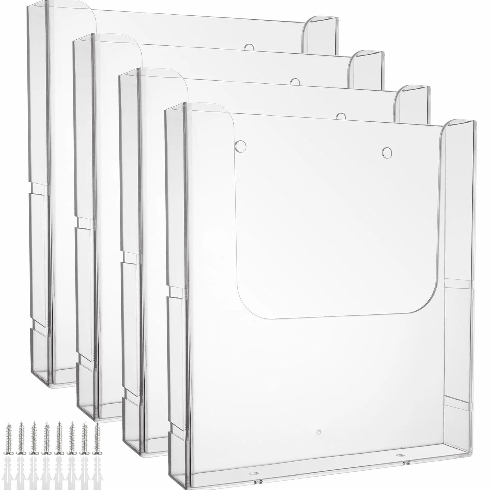 4 Stück DIN A4 Wandprospekthalter, Transparent Prospekthalter A4, Flyerhalter Acryl, Prospekthalter Wand, Flyer Aufsteller, Flyerständer Prospektständer Wandmontage