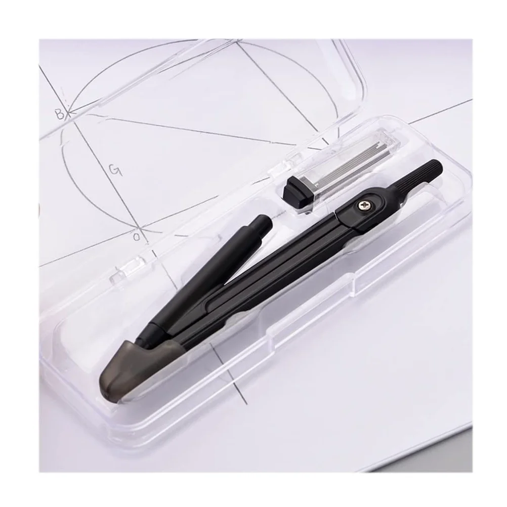 BAtlam Drafting Kit Schwarz Geometrie Math Set Kompass und Bleistift Schüler Zeichenwerkzeuge Schreibwaren Kompass Kompass Zeichnung Winkelmesser Winkelmesser for Schule (Color : 1pcs) (1pcs)