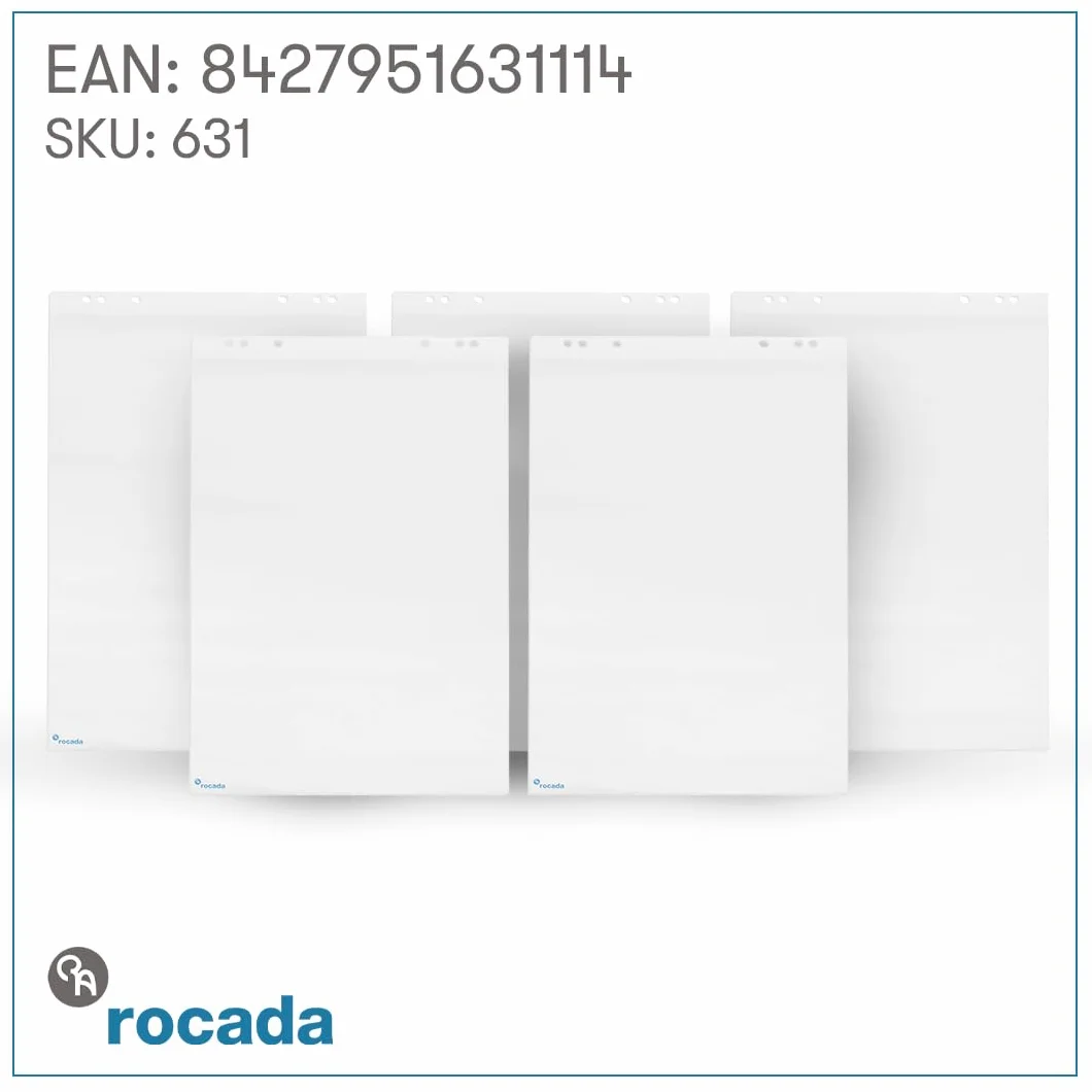 Rocada | Weißes Papier-Block | Universal-Papierblock für Tafeln mit Staffelei | Lochsystem | 70 g | 5 Blöcke