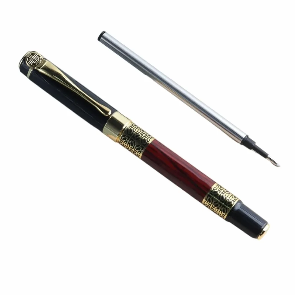 BIK Gelschreiber, Metallroller, chinesischer klassischer Stil, Kalligraphie, Schreiben, Unterschrift, Geschenk, Stift, Studenten, Schreibwaren, Büro (1 roter Stift, blau)