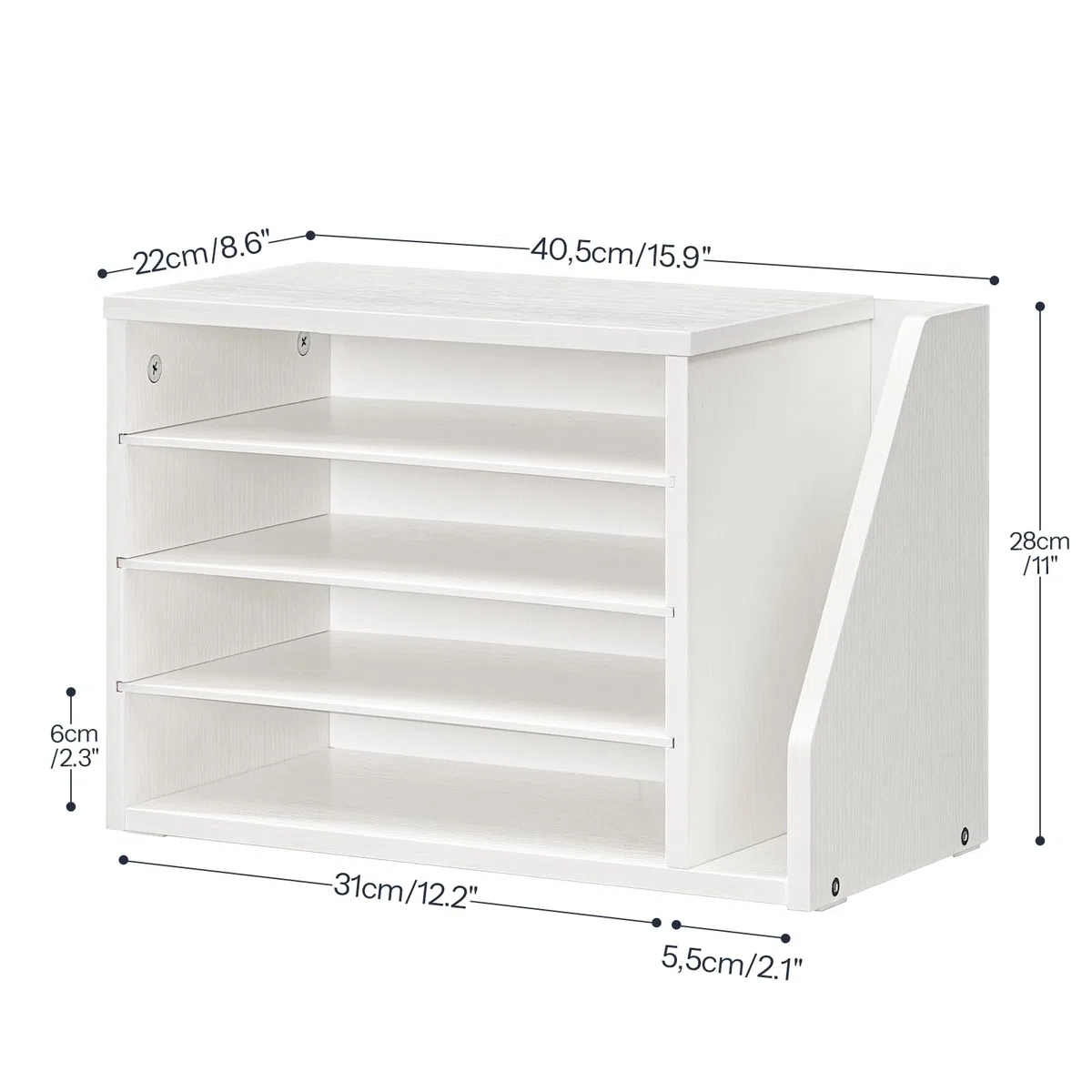 HOOBRO Holzwerkstoff Schreibtisch Organizer, Dokumentenablage, Aktenablage, Briefablage, Schreibtisch Organizer, Büro Aufbewahrung für Akten, Post, Umschläge, Zeitschriften, Weiß EWT41WF01