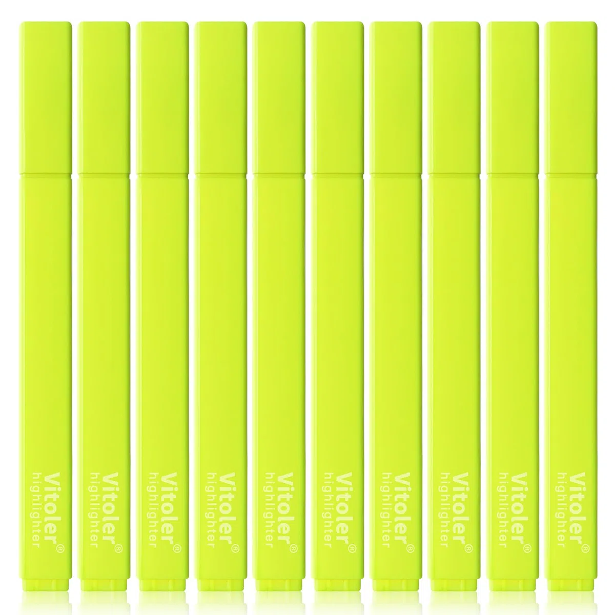 Vitoler Fluoreszierende gelbe Textmarker, 10 Stück, helle Farbe, Keilspitze, Textmarker für Erwachsene, Kinder, Zuhause, Schule, Büro