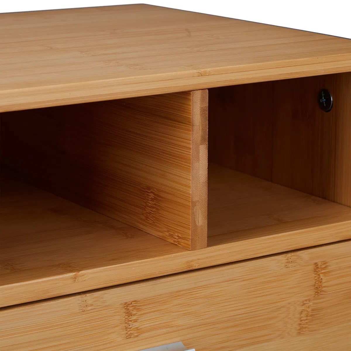 Relaxdays Schreibtisch Organizer, 1 Schublade, 2 Fächer, HxBxT: 22 x 40 x 31 cm, Bambus, Tisch-Organizer für Büro, Natur