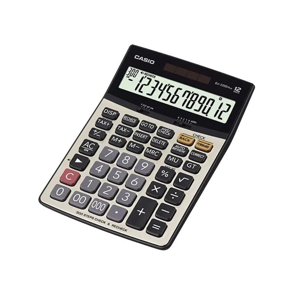 Casio DJ-220D Plus Taschenrechner, mit Prüfung- und Nachprüfung-Funktionen