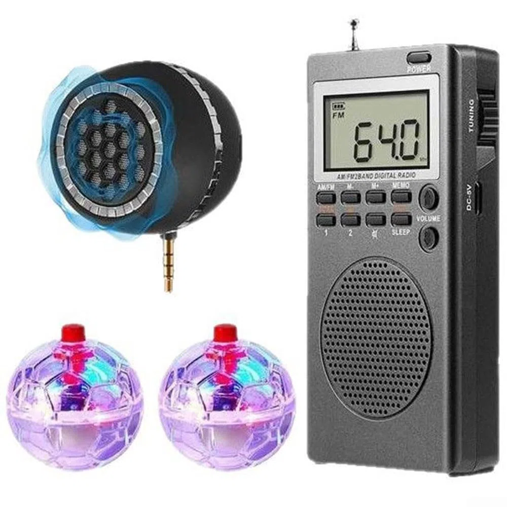 Paranormal Jagdset mit Radio & LED-Kugeln, tragbares Geisterkommunikations-Kit mit Lautsprecher für Spiritisten, hohe Empfangsempfindlichkeit für Innen- und Außenbereiche(6PC)