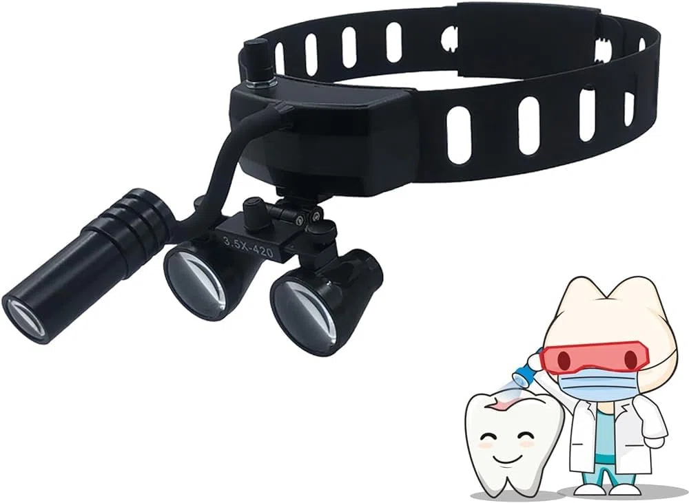 Fernglaslupe 3,5x420mm mit LED-Lupenbrille mit Licht, tragbare Brille, Stirnlampe, Laborausrüstung für verstellbaren Winkel,