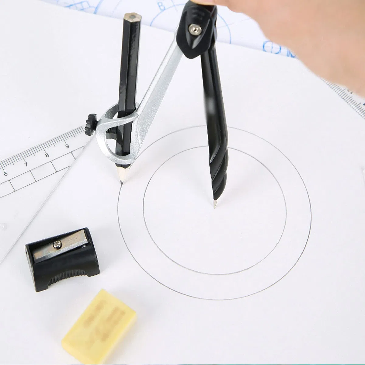 Mathe-Geometrie-Kit-Set, Mathe-Kompass, professionelles Zeichenwerkzeug-Set, Multifunktions-Kompass, Lernen spezieller Mathematik-, geometrischer Zeichen- und Geometrie-Kit(A)