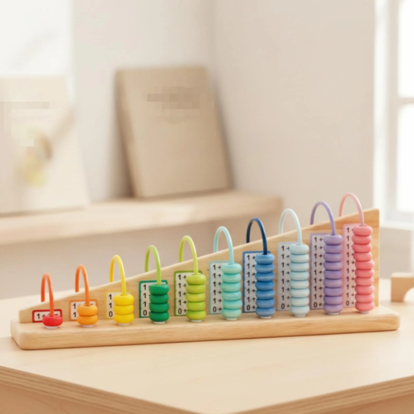 Kinder Rechenrahmen Holz Rechenbrett Zahlenbrett Lernspielzeug Addition Subtraktion mit Ergonomisch Geneigtem Brett Und Wiederholter Übung für Vorschule Grundschule Zuhause Geeignet