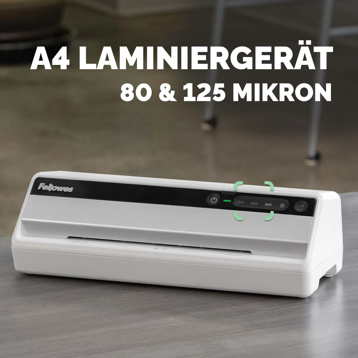 Fellowes Saturn A4 Laminiergerät fürs Büro – InstaHeat, 60 Sek. Aufwärmzeit, Staufreigabe, Auto-Abschaltung – für 80/100/125 Mikron – inkl. 10 Folien – für Zuhause & Büro