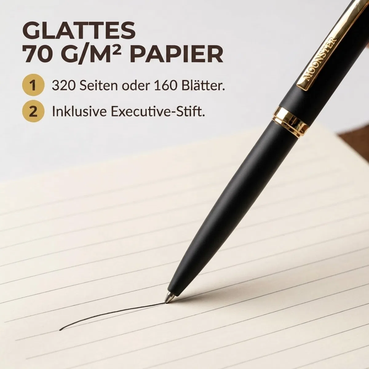moonster Nachfüllbares Tagebuch Leder A5 – Notizbuch für Damen – Notizbuch Leder A5 - Ledereinband für Notizbücher mit Stift – Einband Liniert – Edles Notizbuch - Leather Cover Journal